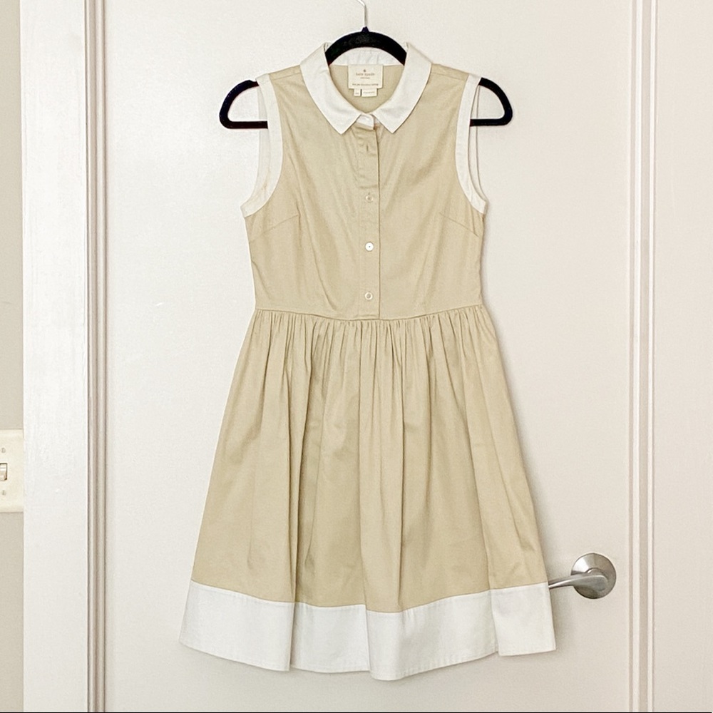 Kate Spade White and Tan Dress with Pockets